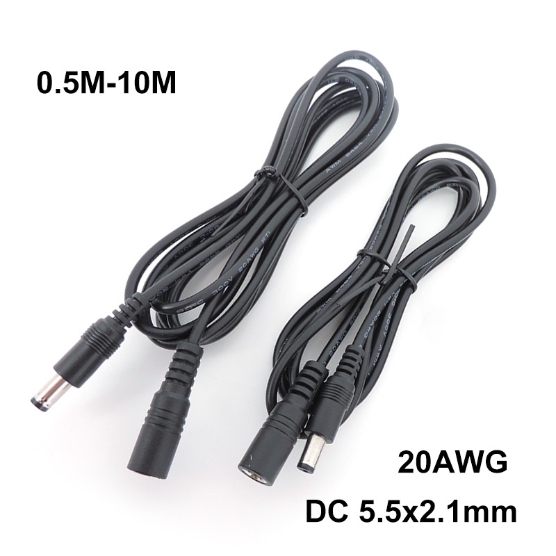 0.5m/1.5m 5m 10M DC 母對公 5A 20awg 電源插孔供應電纜插頭延長連接器適配器線 5.5x2.1