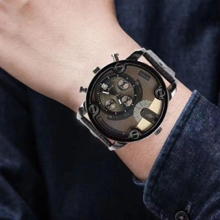時尚高檔大氣超大表盤皮帶表多維度歐美風格刻度石英手錶軍表