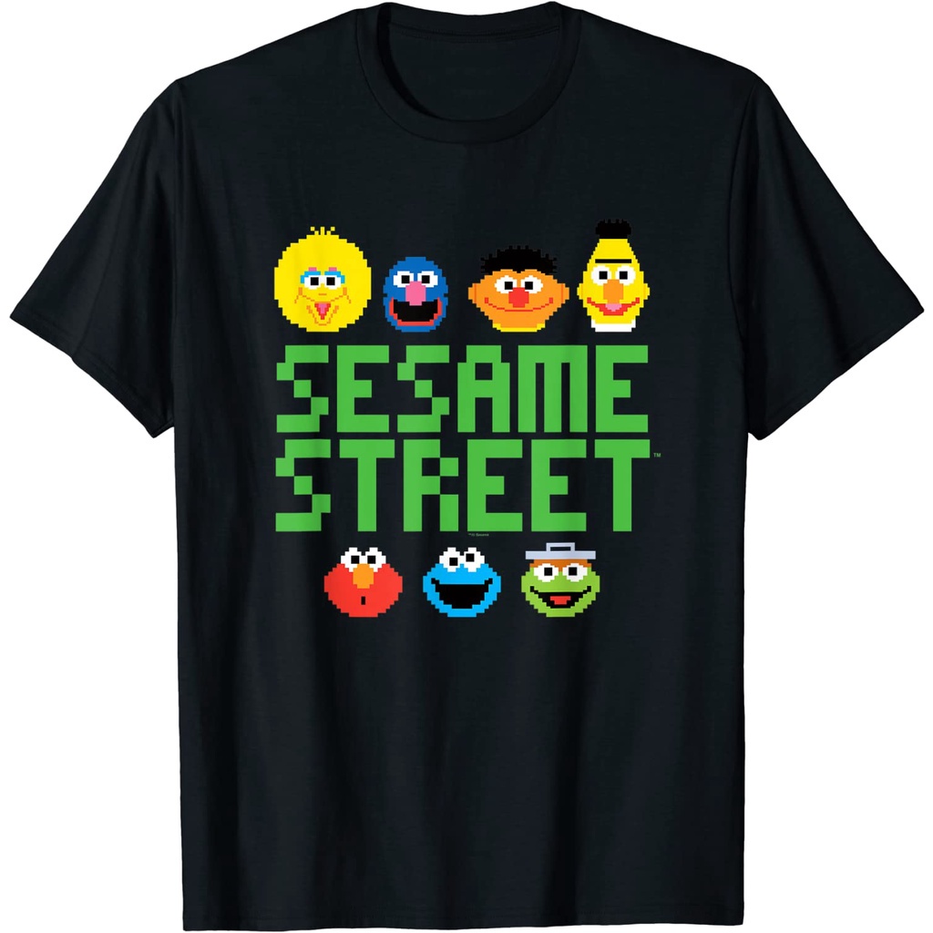 卡通動畫芝麻街Sesame Street艾摩ELMO大鳥甜餅怪呼呼豬短袖夏季男士純棉圓領短袖T恤