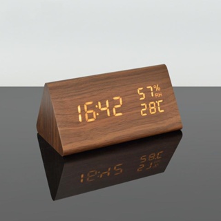 電子時鐘 溫溼度學生電子鬧鐘 客廳臥室木紋時鐘