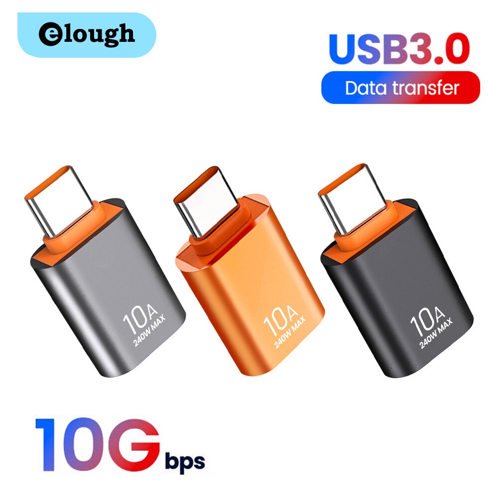 Elough 10A USB 3.0 轉 Type-C 數據適配器 Type C OTG USB C 公頭轉 USB 母