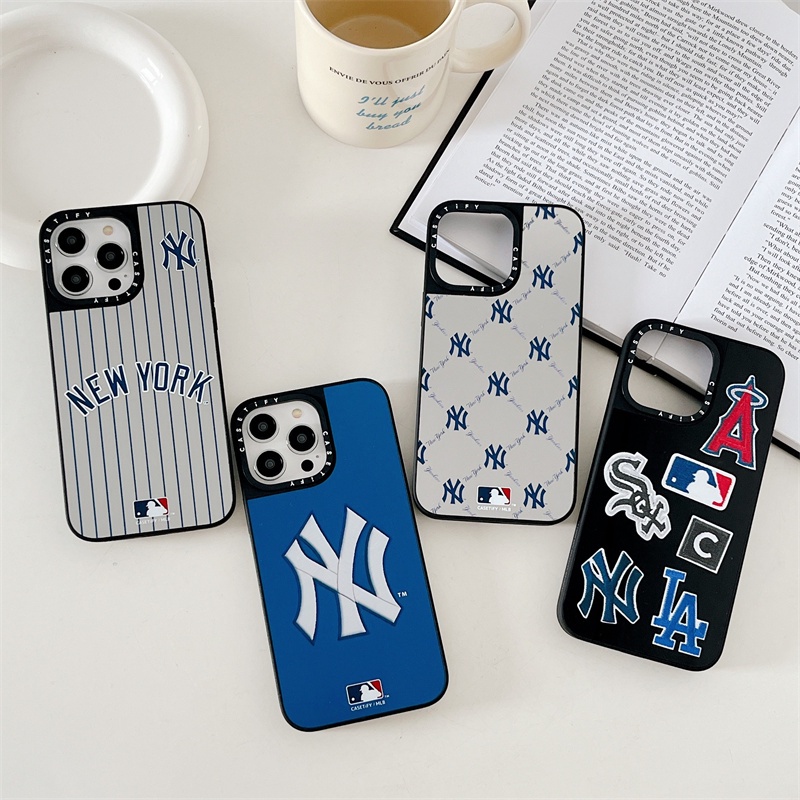 Casetifg 時尚品牌 MLB NY Logo Mirror 高品質手機殼帶盒適用於 iPhone 15 11 12
