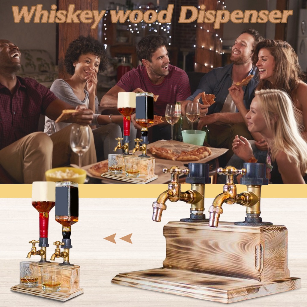 3 瓶酒吧酒酒精威士忌木分配器啤酒水龍頭支架飲料架安裝架酒精威士忌分配器組織者