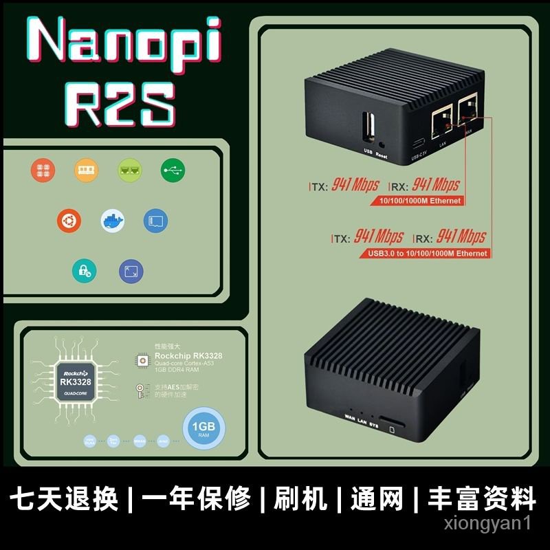 快速出貨NanoPi R2S迷你開發板金屬外殼雙千兆網口遊戲加速開源 IZQK