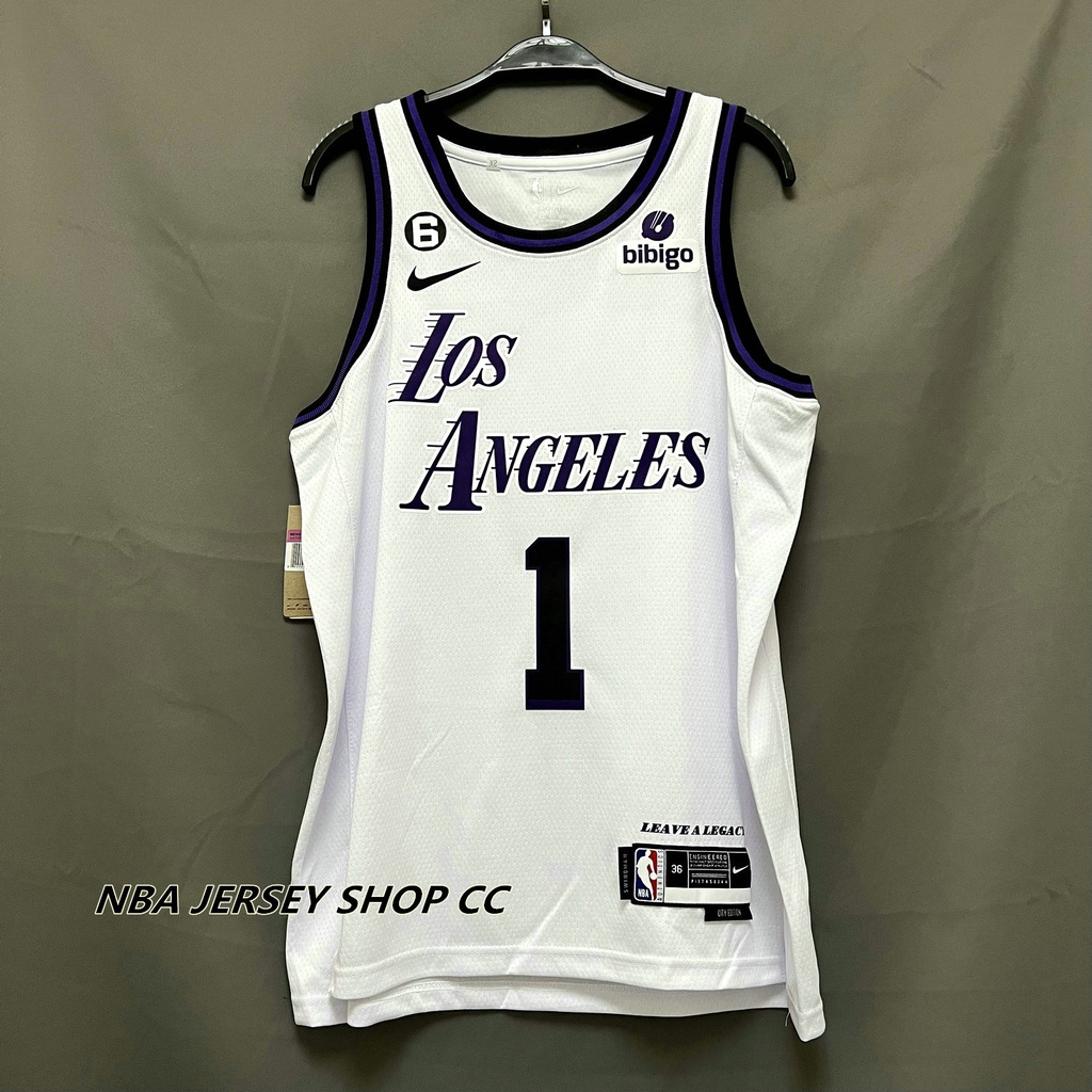 男士全新原裝 2022-23 洛杉磯湖人隊 #1 D'angelo Russell City 版白色球衣 Swi