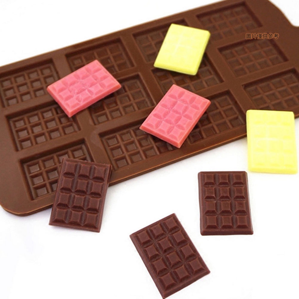 [妙妙屋]12連DIY巧克力片模具華夫餅布丁烘焙工具蛋糕裝飾