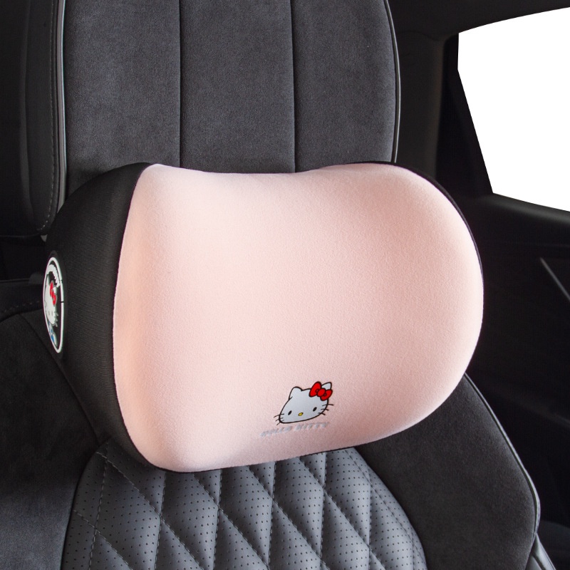 Hello Kitty 卡通車用座椅頭枕 可愛記憶棉護頸枕女 車用頸枕靠枕 四季通用 車用內飾