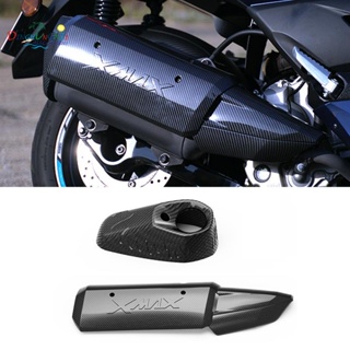 山葉 2 PC 排氣管裝飾罩摩托車配件碳纖維花紋塑料適用於 YAMAHA X-MAX XMAX 250 300 400