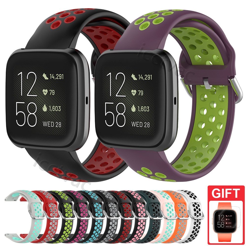 Fitbit Versa 2 錶帶 Versa 矽膠錶帶 透氣孔錶帶 Versa Lite 錶帶 Versa2 透氣腕帶