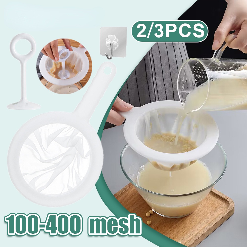 100/200/300/400 目可重複使用尼龍超細過濾器廚房過濾器堅果豆漿咖啡果汁酸奶蛋食品網篩工具