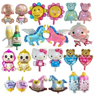 10 件裝迷你卡通鋁膜氣球動物波波球兒童生日裝飾兒童嬰兒淋浴、派對氣球玩具
