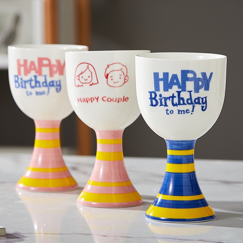 【52號傢居】女生生日禮物高腳杯男女朋友創意飲料甜品杯蛋糕雪糕陶瓷杯飲酒杯&amp;&amp;-&amp;