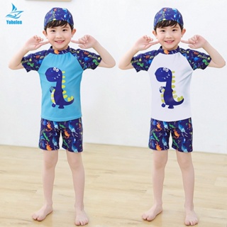 兒童泳衣男童泳褲套裝衝浪服男童分體泳衣韓國寶寶泳衣泳帽