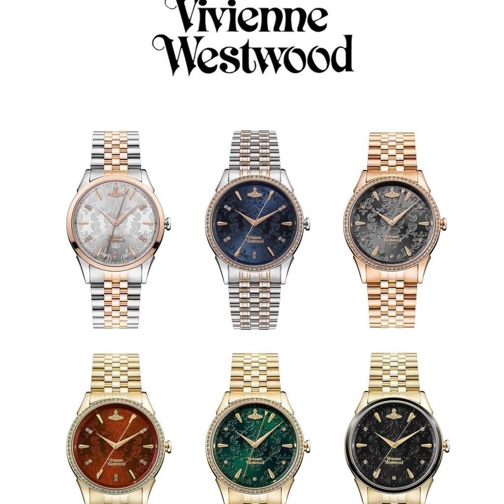 （$最流行$)Vivienne Westwood 薇薇安西太后手錶暗紋鑲鑽女士不鏽鋼石英女表