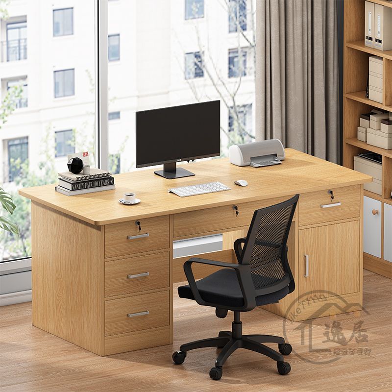 台式電腦桌 家用卧室書桌 簡約現代帶鎖帶抽屜 職員單人辦公室桌子