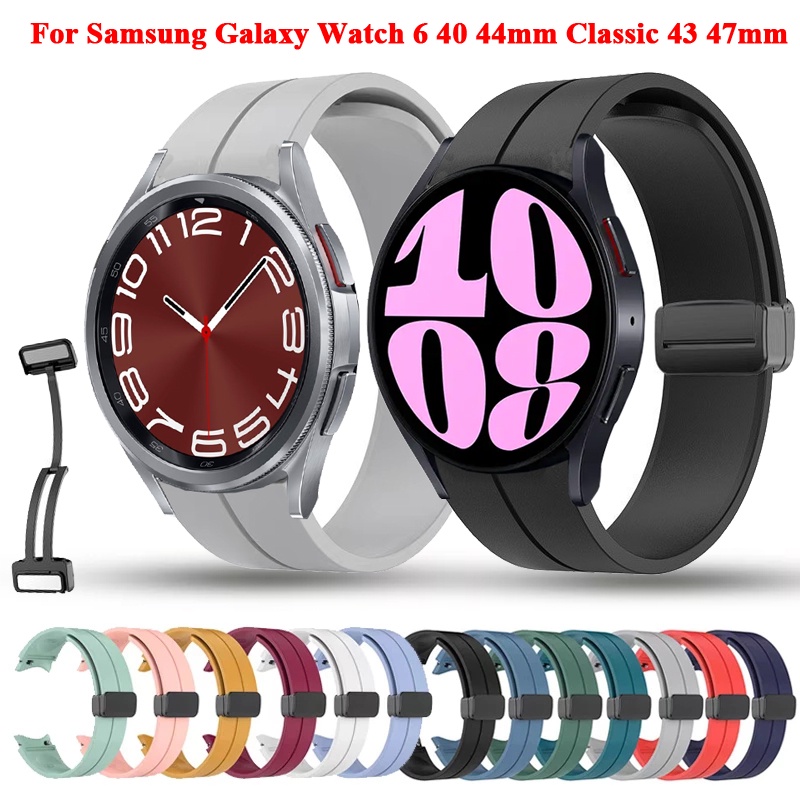 SAMSUNG 20 毫米磁扣矽膠錶帶適用於三星 Galaxy Watch 6 40 毫米 44 毫米運動錶帶手鍊錶帶手