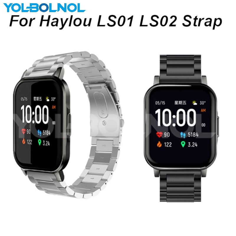 Haylou手錶帶三珠實心不銹鋼錶帶適用LS02