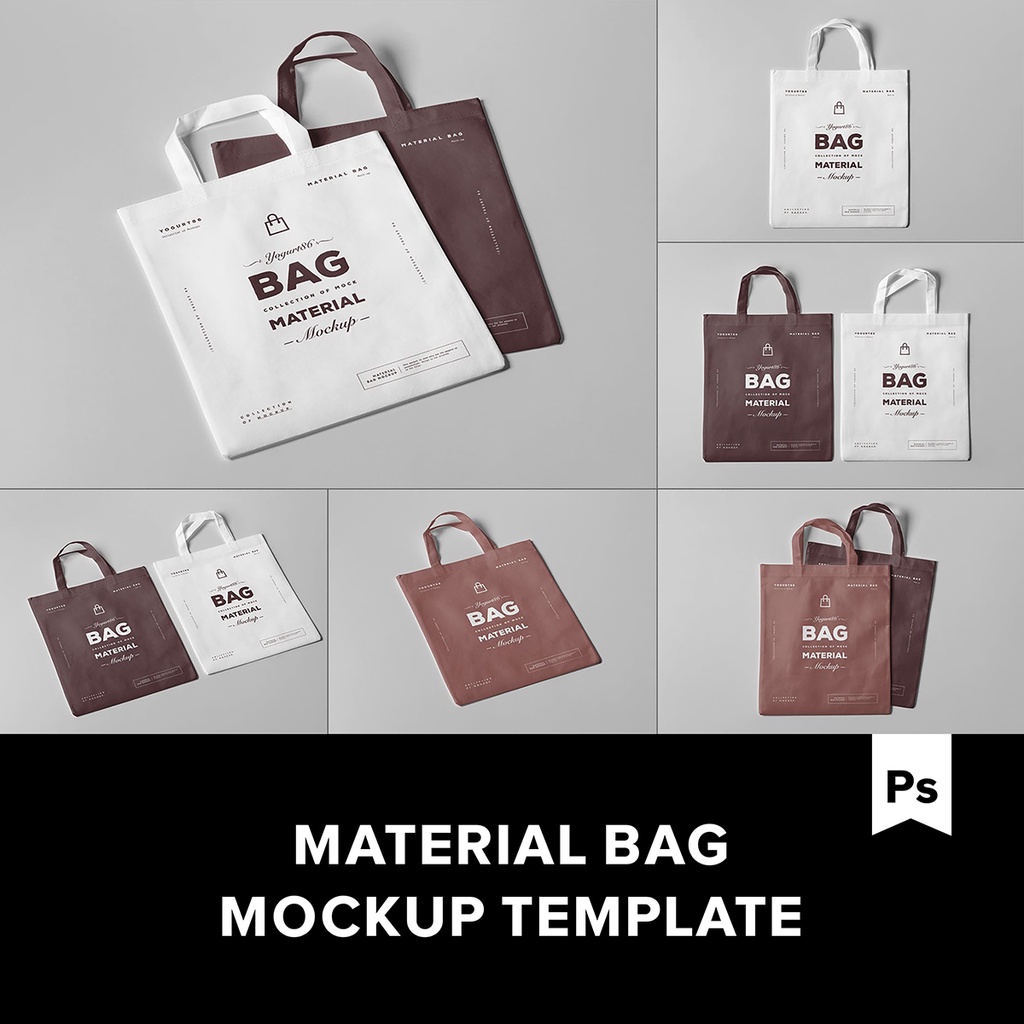 6款購物手提紙袋包裝設計展示Ps貼圖樣機範本素材