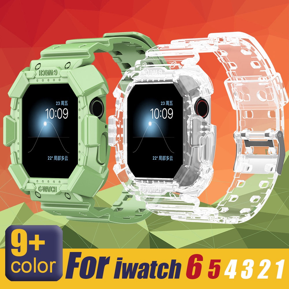 運動矽膠錶帶透明錶帶手鍊兼容 Apple Watch Series ultra8 7 6 SE 5 4 3 2 Iwat