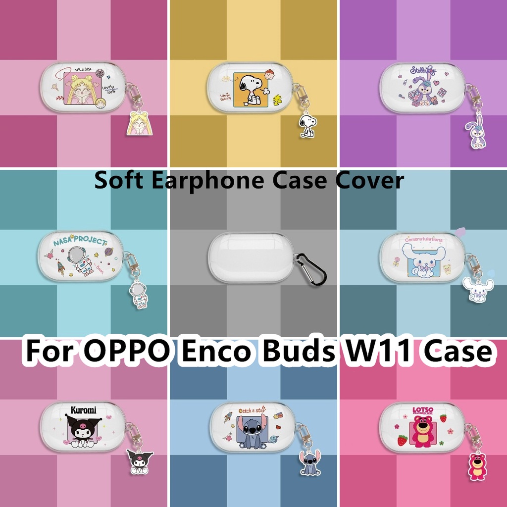 適用於 OPPO Enco Buds W11 保護套可愛透明卡通適用於 OPPO Enco Buds W11 外殼軟耳機