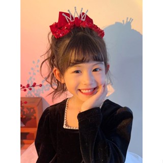 紅色蝴蝶結髮夾頭飾 丸子頭頂夾 兒童可愛碎髮劉海夾 女孩寶寶過年喜慶髮飾 小孩後腦勺大發夾 鴨嘴夾