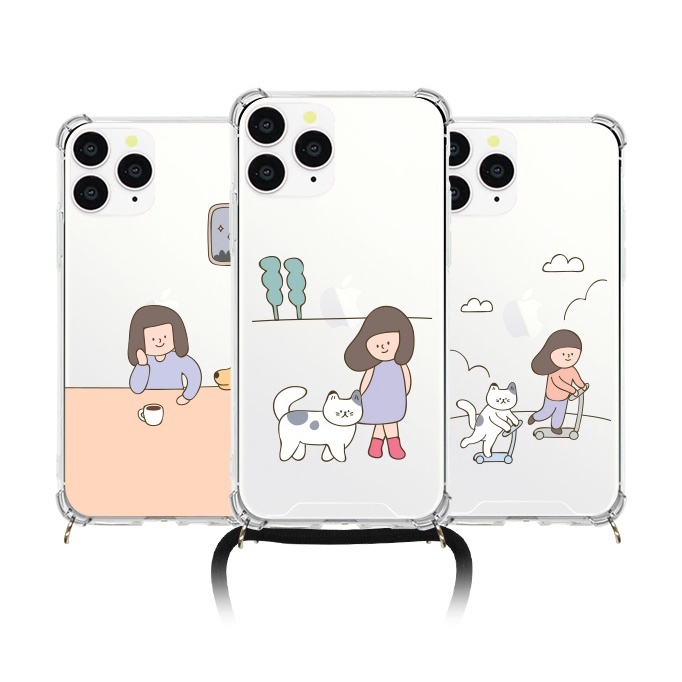 韓國女孩貓狗掛繩手機殼 三星 Note 20 Ultra 10 9 8 Note 10 plus Note9 斜背 背帶