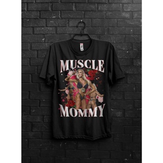 Muscle Mommy Flowery Gym T 恤,適合她,玫瑰色女士超大款健身襯衫,復古肌肉媽媽健身襯衫,健美禮