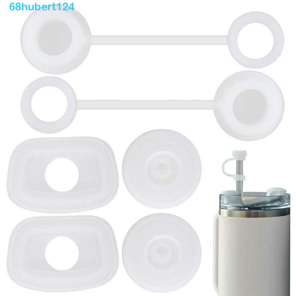 Hubert 3 件/6 件防溢塞套裝,防塵白色 Stanley 杯防溢塞,可重複使用的食品級矽膠防漏無毒,適用於 1.