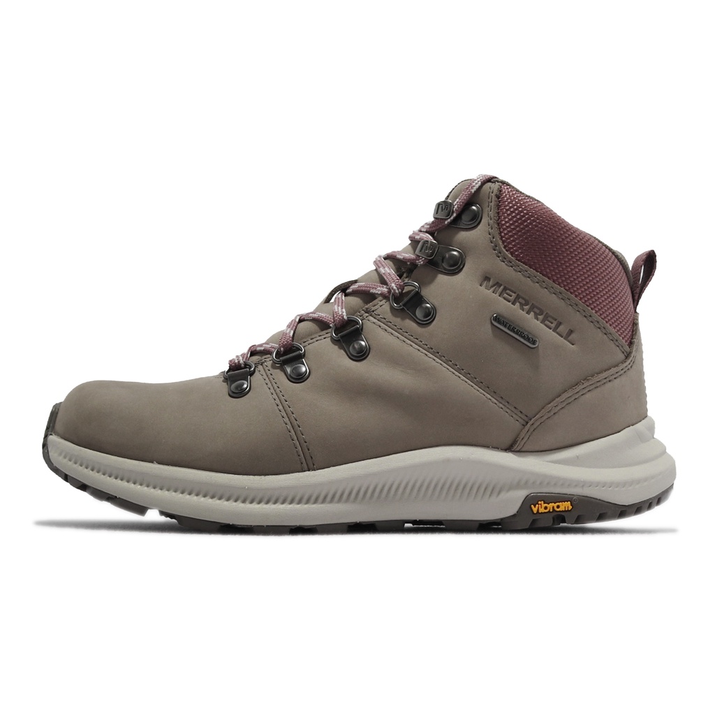 Merrell 登山鞋 Ontario 2 Mid WP 卡其 暗紫 黃金大底 防水 女鞋 【ACS】 ML036502