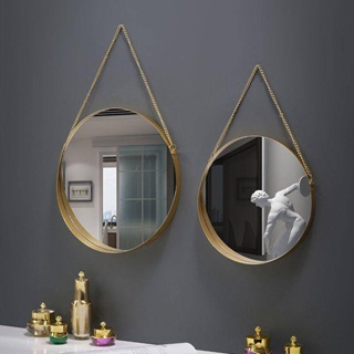 北歐風 鐵藝圓形 掛牆鏡 衛生間 浴室 宿舍鏡子 掛牆 洗漱臺壁 掛式化妝鏡
