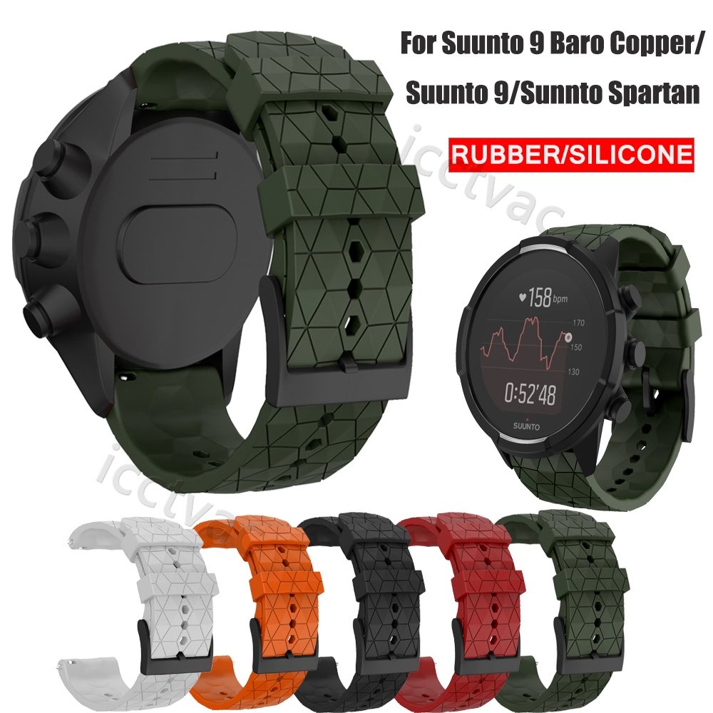 頌拓suunto sport baro錶帶 Suunto9替換腕帶 松拓9運動款足球紋矽膠手表帶 Suunto7斜紋表帶