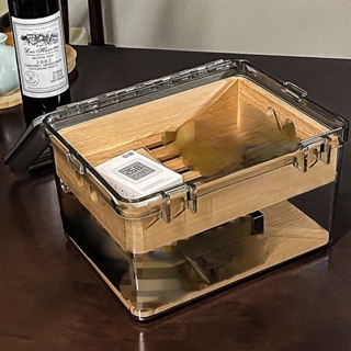 進口雪松木雪茄盒 透明保濕淳養密封雪茄保濕盒 防潮防蟲樂扣大容量密封保濕箱