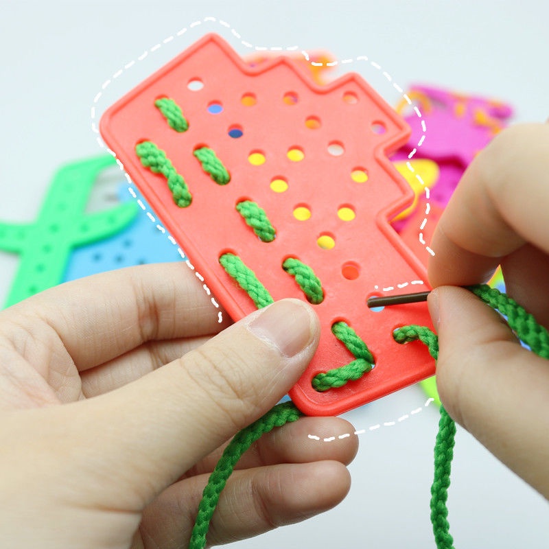 兒童穿線板玩具 寶寶手部精細動作訓練 幼兒早教益智玩具 動物水果交通樹葉1-3歲穿孔穿繩玩具