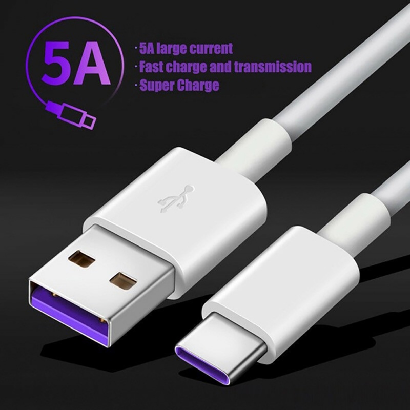 XIAOMI SAMSUNG 5a 快充手機充電線白色數據線 USB C 型數據線適用於三星 S20 S9 S8 小米華