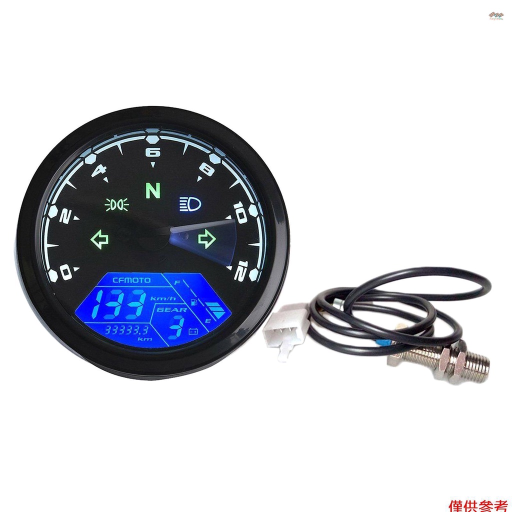 12000RPM 6擋通用摩托車LCD數字199km/h車速表裏程表背光摩托車轉速錶2、4缸摩托車儀表