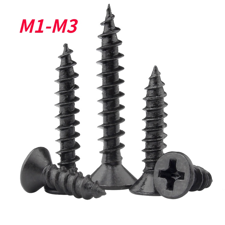 M1/M2/M3 黑色十字沉頭自攻螺絲 尖頭尖尾螺釘