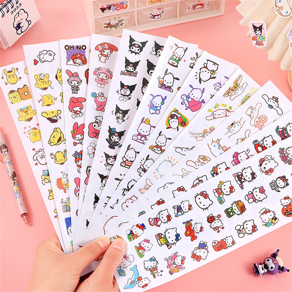 4 件套三麗鷗貼紙袖珍書手機電腦貼紙 Kuromi Pochacco Hello Kitty Melody 表情包繪畫