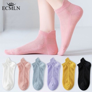 Ecmln 女夏季透氣薄襪淺口低幫隱形船襪潮流純色短襪