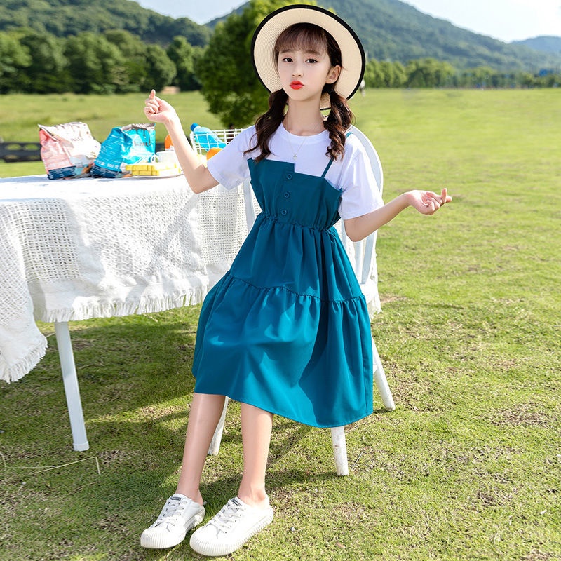 女童洋氣時尚洋裝夏裝2023新款韓版童裝中大童兒童夏季休閒裙子 女童洋裝 童裝套裝 兒童童裝