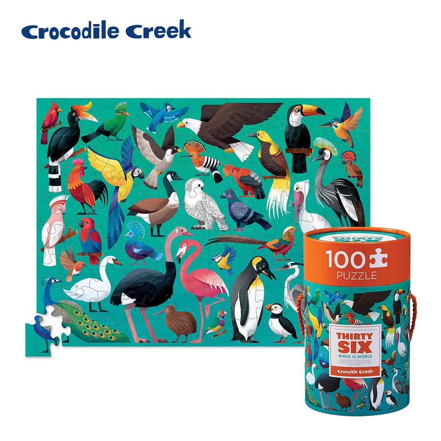 Crocodile Creek生物主題學習桶裝拼圖/ 鳥類世界/ 100片 eslite誠品