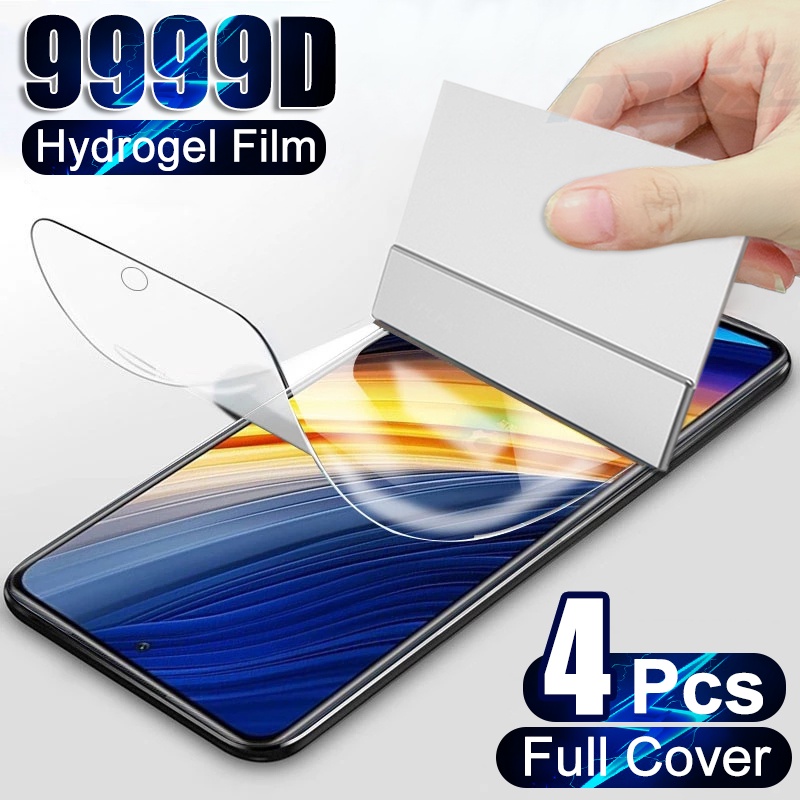 XIAOMI 4 片全覆蓋水凝膠膜適用於小米 Poco X3 X4 Pro X5 F3 F4 GT 屏幕保護膜 Poco