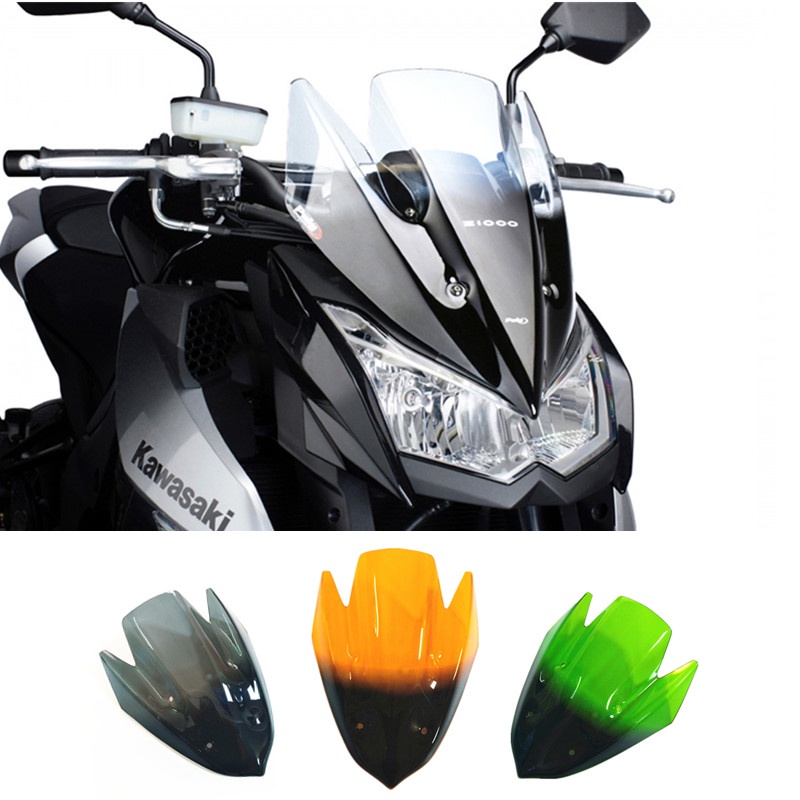 KAWASAKI 摩托車擋風玻璃擋風玻璃雙氣泡適用於川崎 Z1000 Z 1000 2010-2013