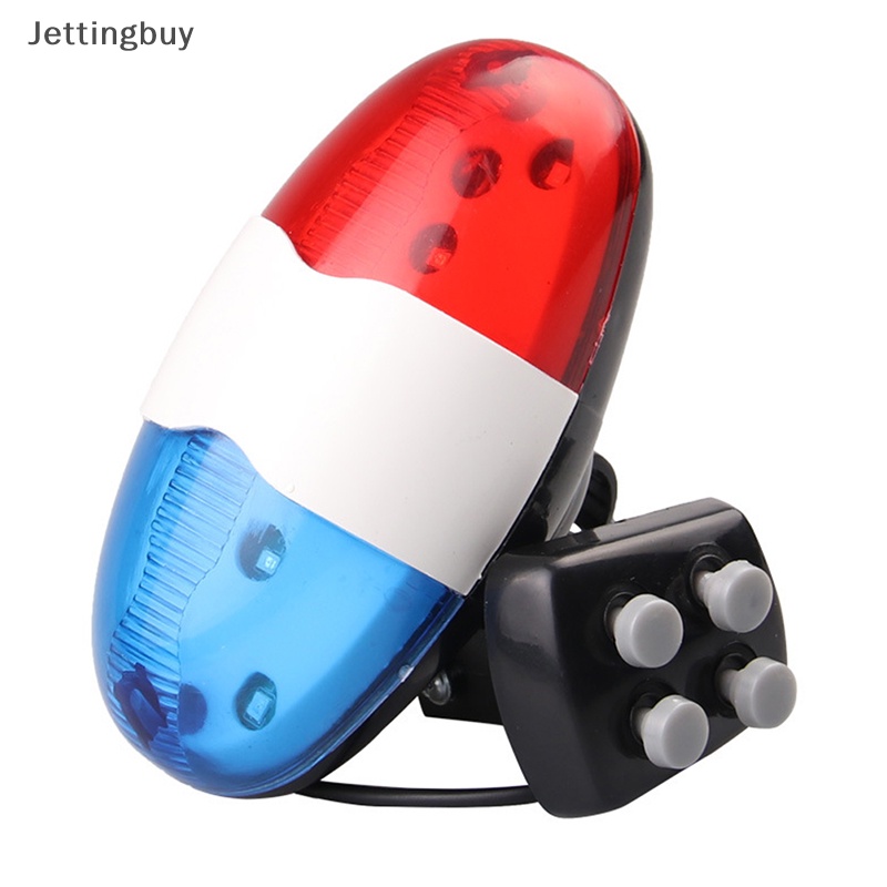 [Jettingbuy] 6 LED 4 音自行車鈴警車燈電子喇叭警報器適用於兒童兒童自行車踏板車自行車燈配件全新