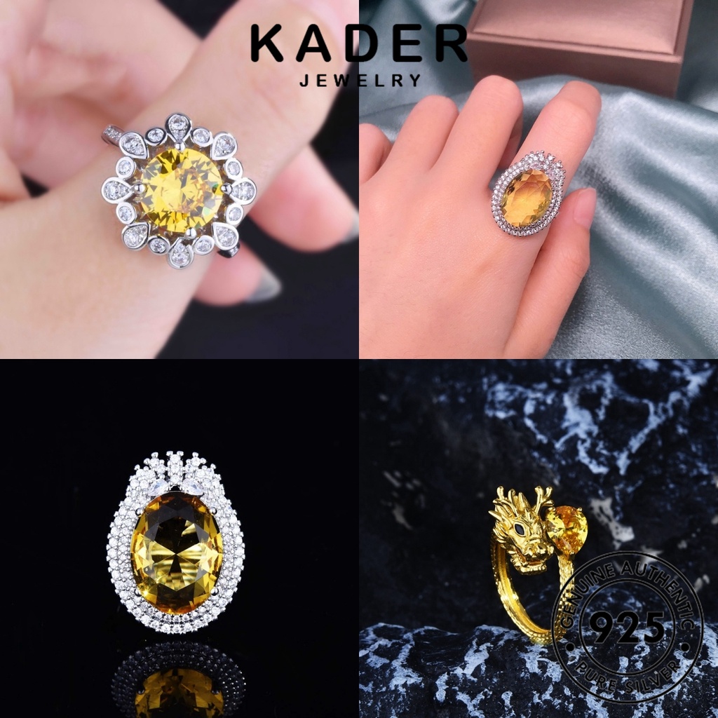 Kader Jewelry 紅寶石藍寶石珠寶戒指祖母綠 925 黃水晶銀原創奢華女士 M104