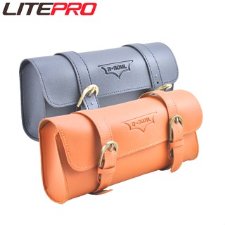 Litepro MTB 自行車頭包復古皮革 PU 騎行包迷你揹包防雨錢包 131g 適用於 brompton 折疊自行車
