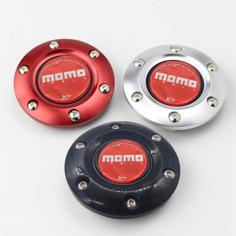 通用紅色 1963 年 Momo 用於賽車方向盤喇叭按鈕 + 鋁邊紅色/銀色/黑色