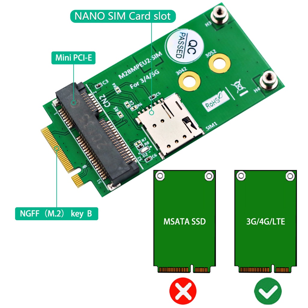 適用於 3G/4G/5G GSM LTE 模塊迷你 PCIe 卡到台式電腦的 NGFF M.2 Key B 卡到迷你 P