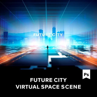 12款虛擬未來科技智慧城市場景視覺海報Ps設計素材