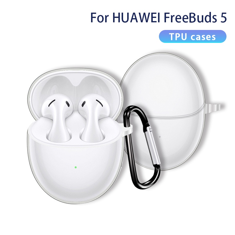 適用於華為huawei Freebuds 5藍牙耳機保護套TPU透明充電倉保護袋帶掛鉤