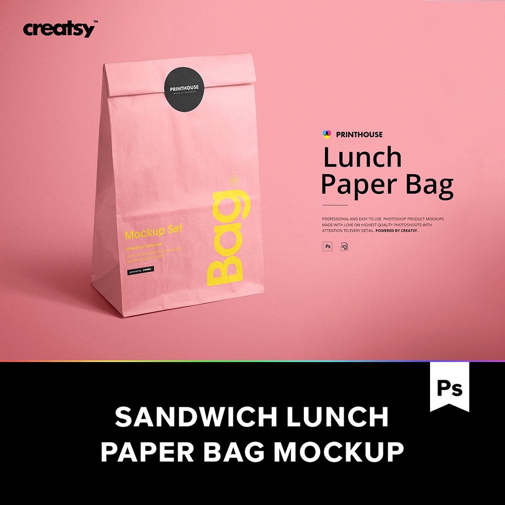 9款外賣食品包裝紙袋設計效果展示Ps貼圖樣機素材